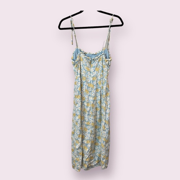 Cotton Candy LA Floral Summer Midi Dress Split Leg Blue Yellow Small - Picture 10 of 10